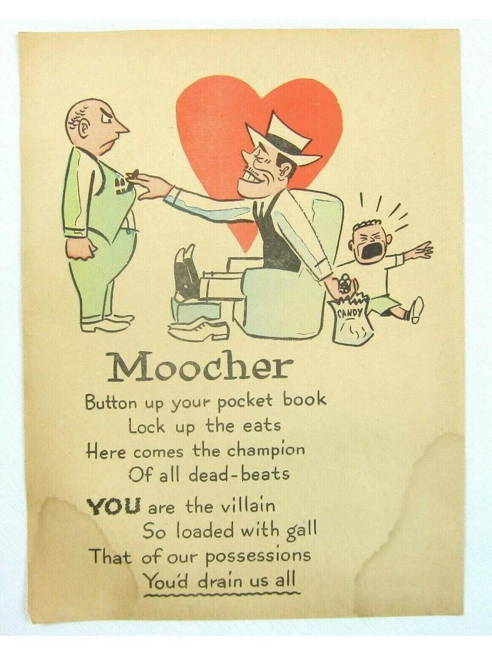 Vintage Vinegar Valentine Moocher Penny Dreadful Sarcasm Insult Poem Ephemera